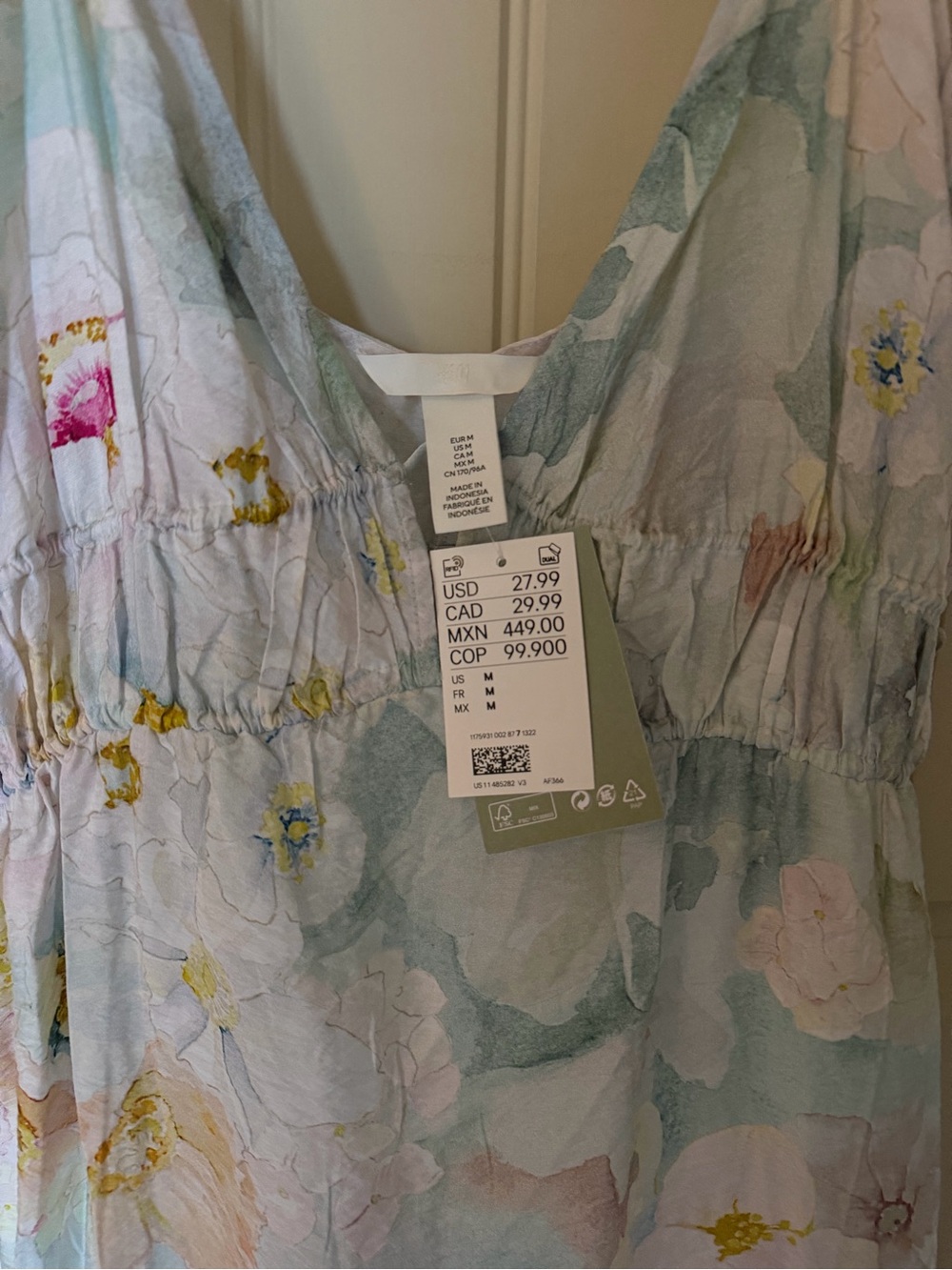 H&M Pastel Blue Floral Sundress with V-Neck